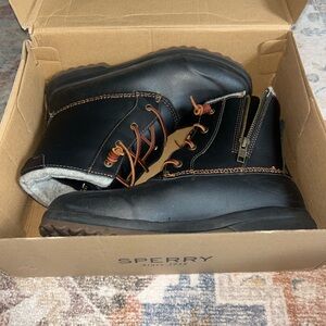 Sperry Black Boots with Brown Laces